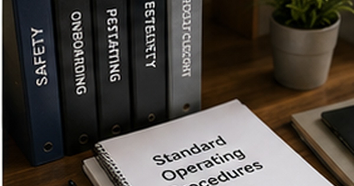 Realistic small business operations scene illustrating sops that employees will actually use