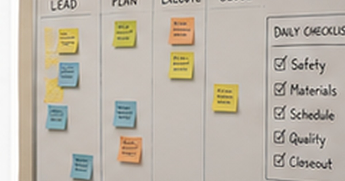 Realistic small business operations scene illustrating the difference between a checklist and an operating system