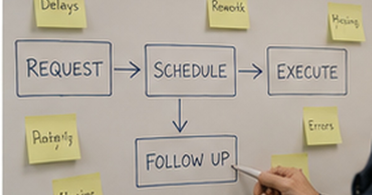 Realistic small business operations scene illustrating automation will not fix a broken process