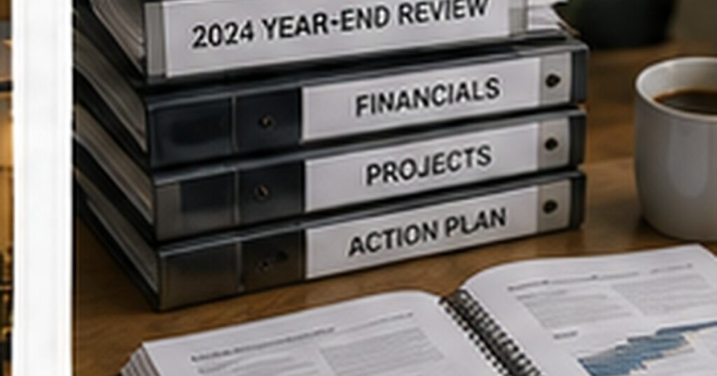 Realistic small business operations scene illustrating the year-end operations cleanup every small business needs